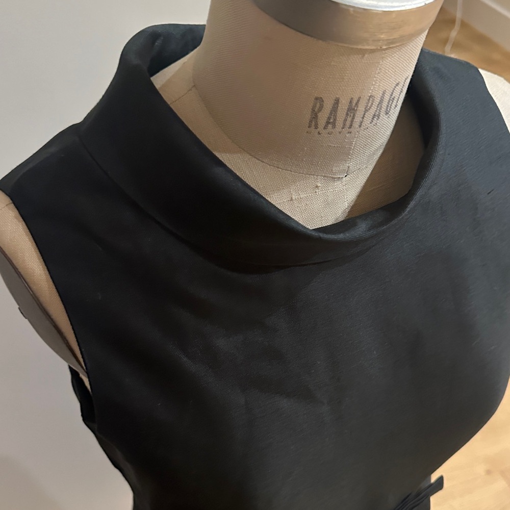 Kate Spade Silk Black Midi Dress with cowl neck and Bow waist detail - Picture 9 of 13